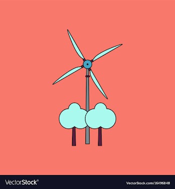 Flat icon design collection wind turbine between vector image
