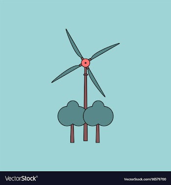 Flat icon design collection wind turbine between vector image