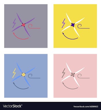 Flat icon design collection wind turbine vector image