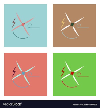 Flat icon design collection wind turbine vector image
