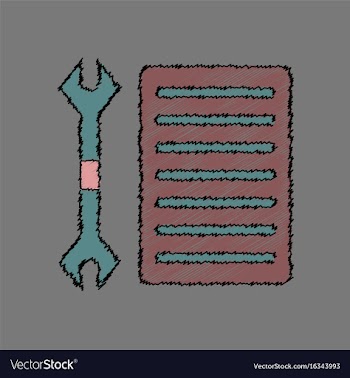 Flat icon design collection wrench and grille in vector image
