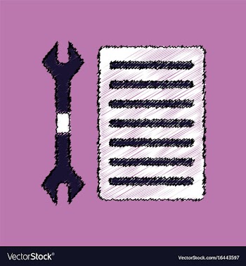 Flat icon design collection wrench and grille in vector image