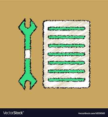 Flat icon design collection wrench and grille in vector image
