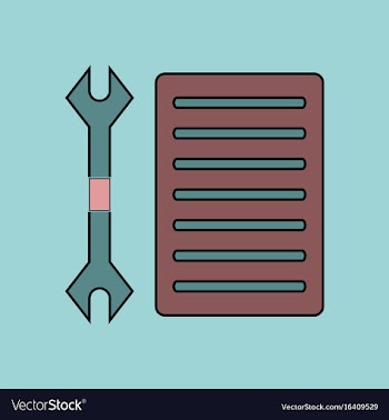 Flat icon design collection wrench and grille vector image