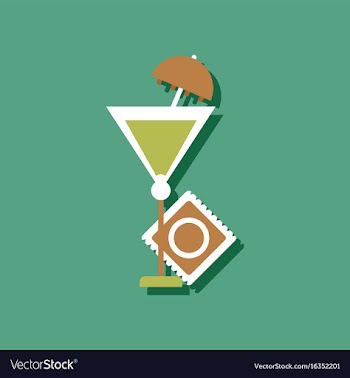 Flat icon design condom and cocktail in sticker vector image