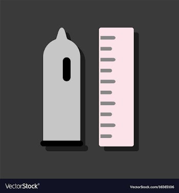 Flat icon design condom and ruler in sticker style vector image