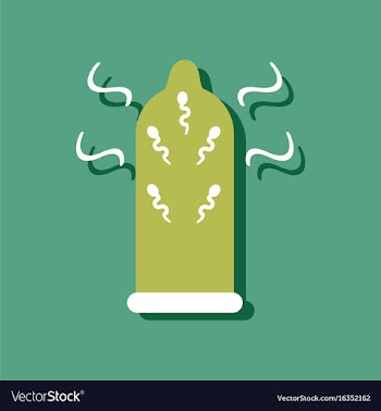 Flat icon design condom and spermatozoa in vector image