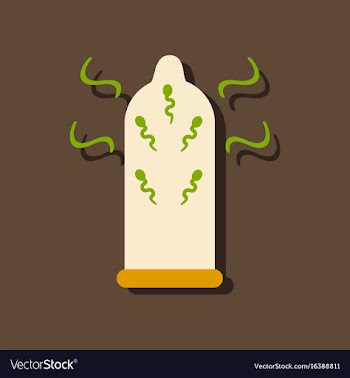 Flat icon design condom and spermatozoa in vector image