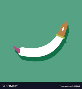 Flat icon design condom on banana in sticker style vector image