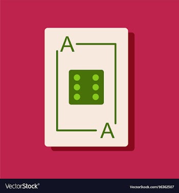 Flat icon design dice on playing card in sticker vector image