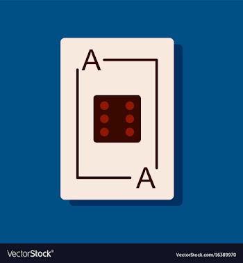 Flat icon design dice on playing card in sticker vector image