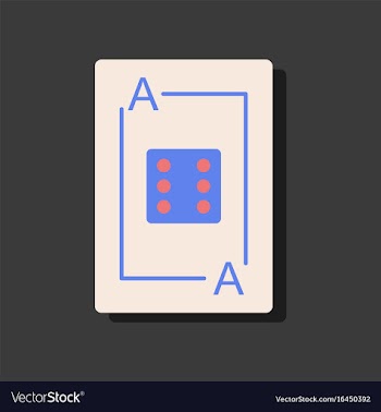 Flat icon design dice on playing card in sticker vector image