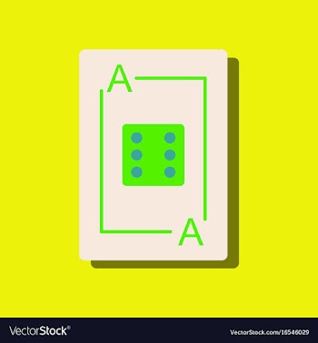 Flat icon design dice on playing card in sticker vector image