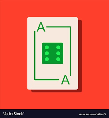 Flat icon design dice on playing card in sticker vector image
