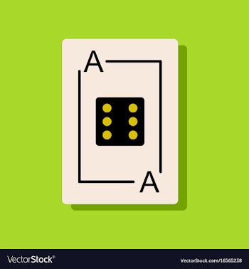 Flat icon design dice on playing card in sticker vector image