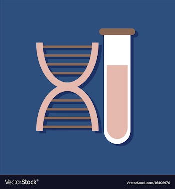 Flat icon design dna and tube in sticker style vector image