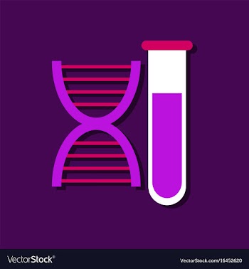 Flat icon design dna and tube in sticker style vector image