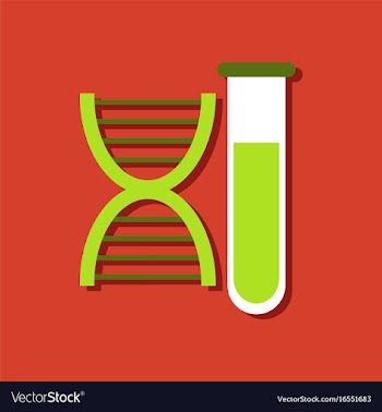 Flat icon design dna and tube in sticker style vector image