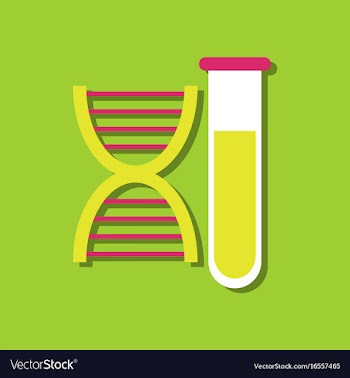 Flat icon design dna and tube in sticker style vector image
