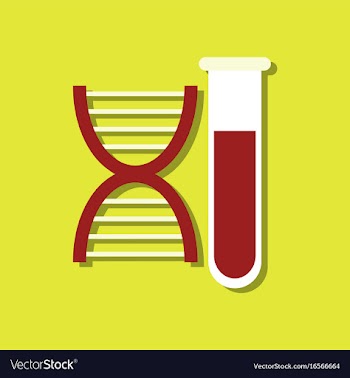 Flat icon design dna and tube in sticker style vector image