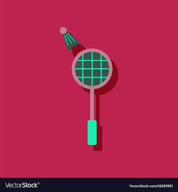 Flat icon design kids badminton in sticker style vector image