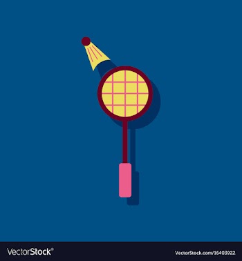 Flat icon design kids badminton in sticker style vector image