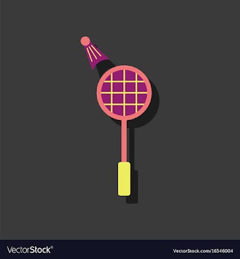 Flat icon design kids badminton in sticker style vector image