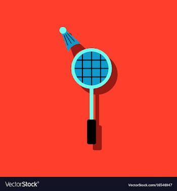 Flat icon design kids badminton in sticker style vector image