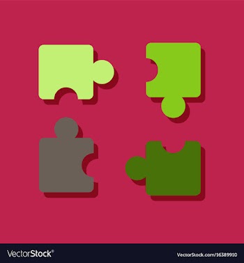 Flat icon design kids puzzle in sticker style vector image
