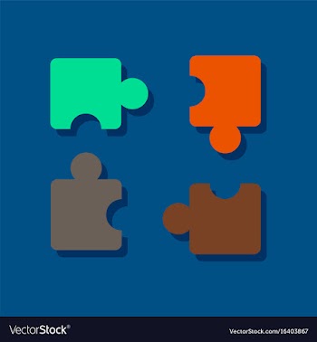 Flat icon design kids puzzle in sticker style vector image