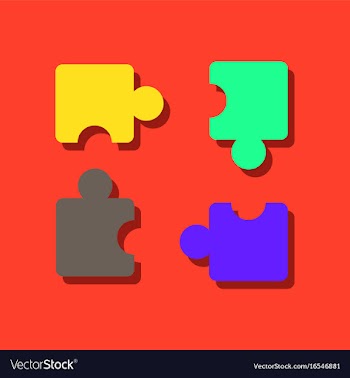 Flat icon design kids puzzle in sticker style vector image