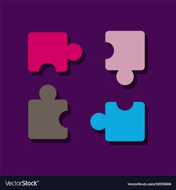 Flat icon design kids puzzle in sticker style vector image