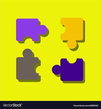 Flat icon design kids puzzle in sticker style vector image