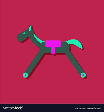Flat icon design kids rocking horse in sticker vector image