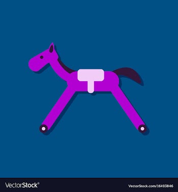 Flat icon design kids rocking horse in sticker vector image