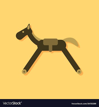 Flat icon design kids rocking horse in sticker vector image