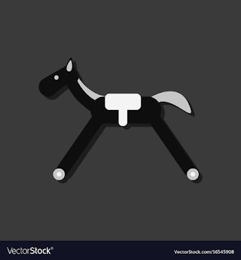 Flat icon design kids rocking horse in sticker vector image