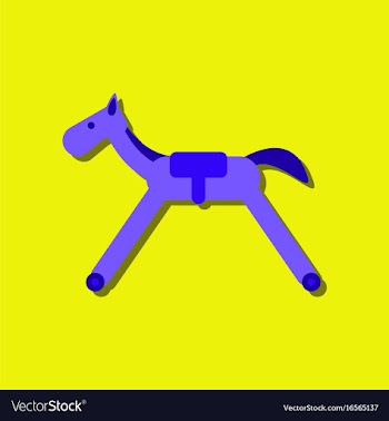 Flat icon design kids rocking horse in sticker vector image