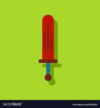 Flat icon design kids sword in sticker style vector image
