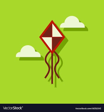 Flat icon design kids toy kite in sticker style vector image