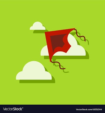 Flat icon design kids toy kite in sticker style vector image