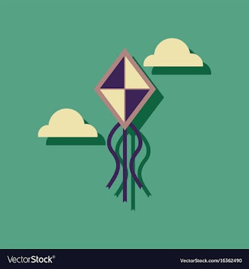 Flat icon design kids toy kite in sticker style vector image