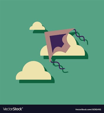 Flat icon design kids toy kite in sticker style vector image