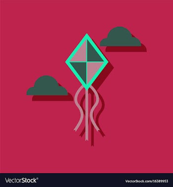 Flat icon design kids toy kite in sticker style vector image