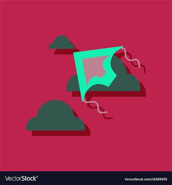 Flat icon design kids toy kite in sticker style vector image