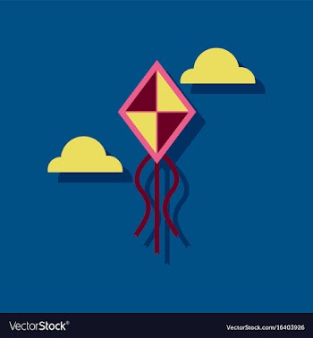 Flat icon design kids toy kite in sticker style vector image