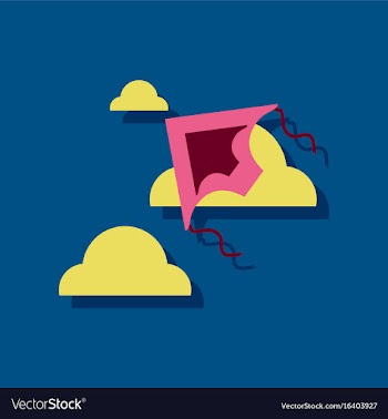 Flat icon design kids toy kite in sticker style vector image