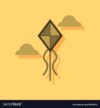 Flat icon design kids toy kite in sticker style vector image