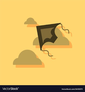 Flat icon design kids toy kite in sticker style vector image