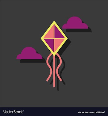 Flat icon design kids toy kite in sticker style vector image